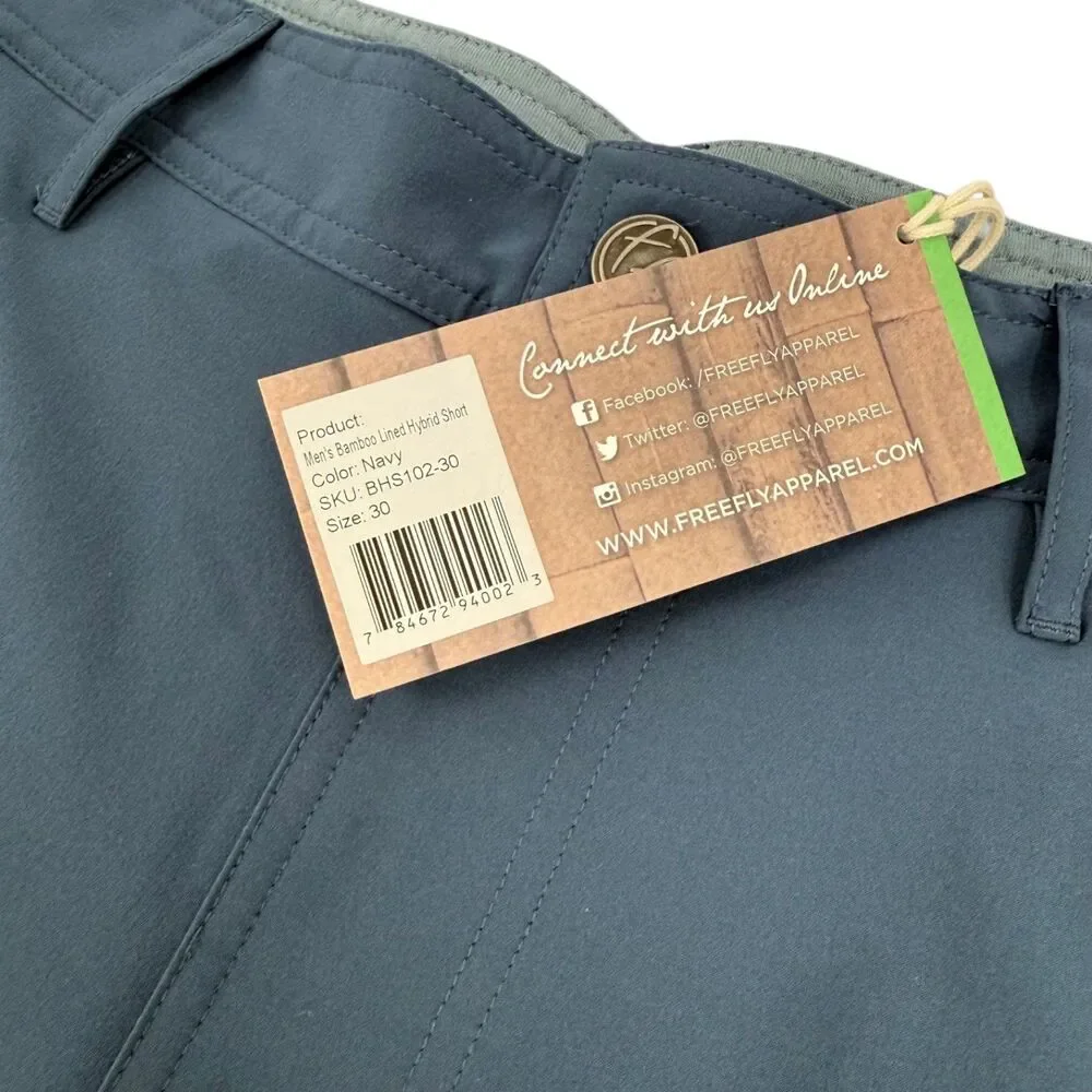 NWT Free Fly Men's Bamboo Lined Hybrid Shorts Navy Blue Size 30